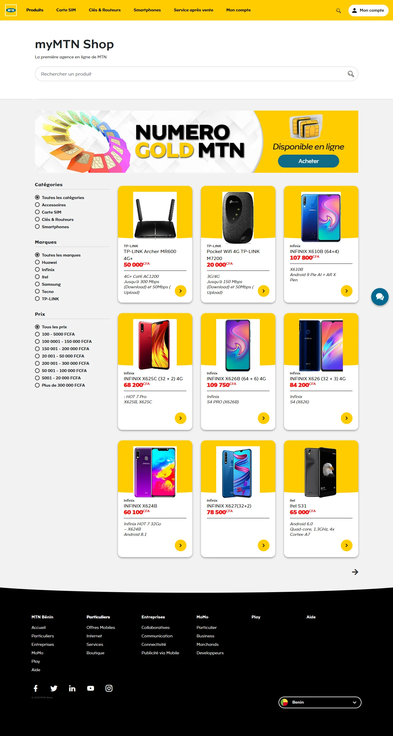 MTN Boutique is a project of the company MTN BENIN, it's an online store for the sale of smartphones, TPlink router and MTN s ...